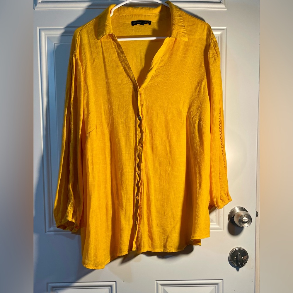 Adrienne Vittadini Sunshine Yellow Button-Front Shirt